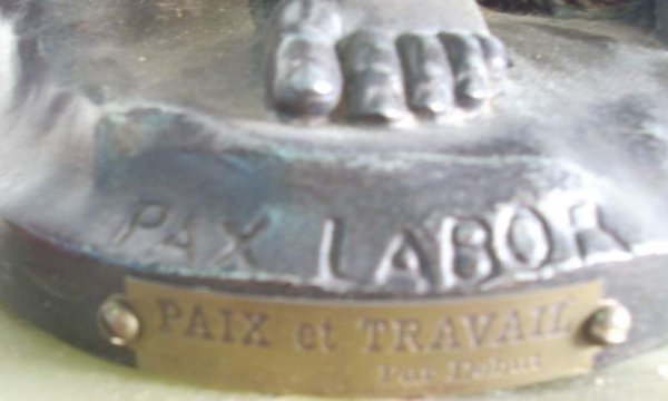 "Industry", white metal figural clock mounted on - 3