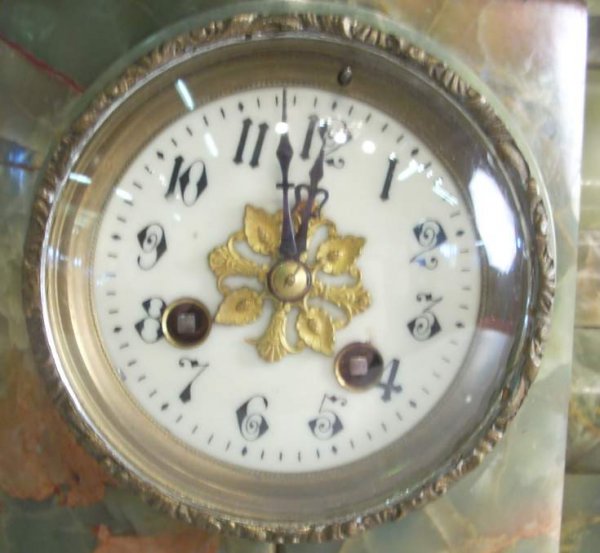 "Industry", white metal figural clock mounted on - 4