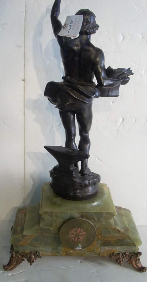 "Industry", white metal figural clock mounted on - 5