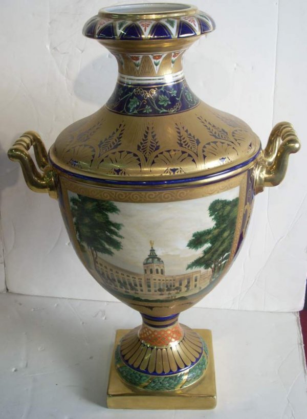 Pr Sevres style urns, Russian Palace scenes with - 2