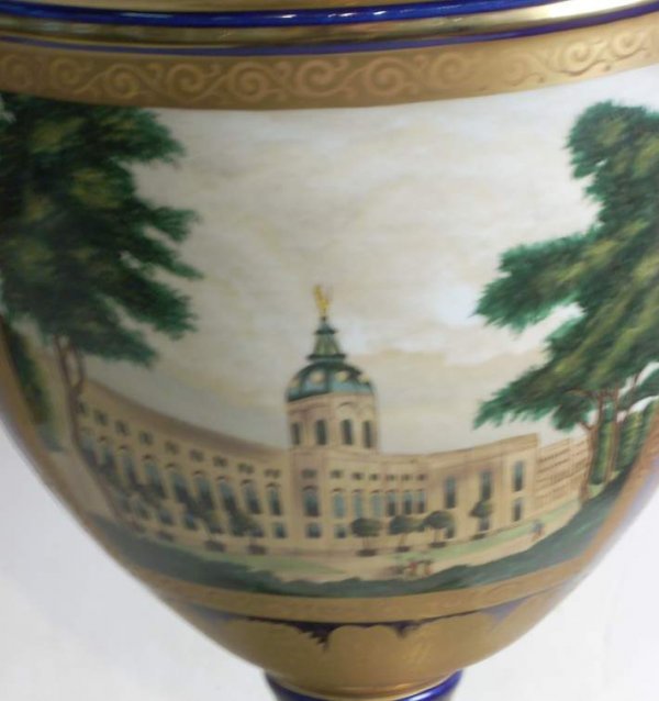Pr Sevres style urns, Russian Palace scenes with - 3