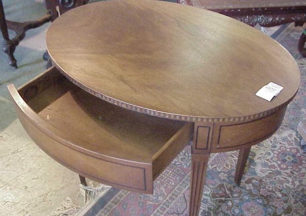 Pair of Kittinger oval side tables with single d - 2