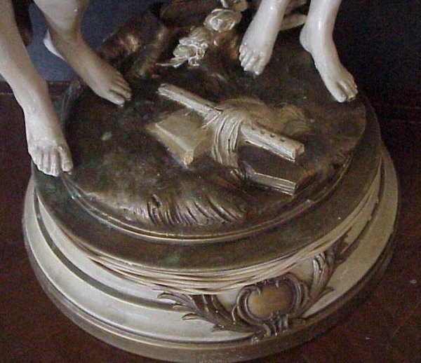 Signed August Moreau 2 figure French maiden tabl - 3