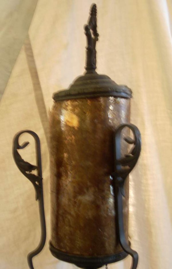 Pair of iron floor lamps with floral decoration - 3