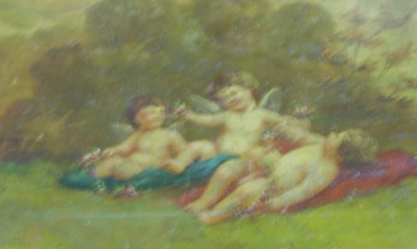 Vernis Martin table with cherubs in a landscape  - 2