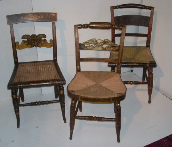 3 Hitchcock style stenciled chairs including 2 w