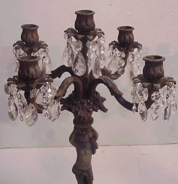 Pair of French style figural bronze 5 light table - 2