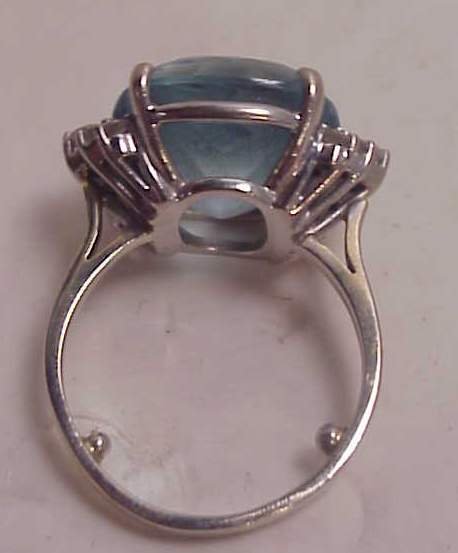 14k white gold, aquamarine and diamond ring, mark - 2