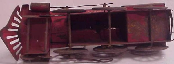 Tin toy train engine, painted, as found, has rust - 2