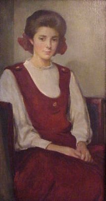 John White Alexander, N.A. (1856-1925 New York,: John White Alexander, N.A. (1856-1925 New York, NY) Portrait of a seated girl, oil on canvas, 39 1/2" x 29 1/2", period gilt frame 53" x 34" Maryland Institute College of Art label verso 1912,