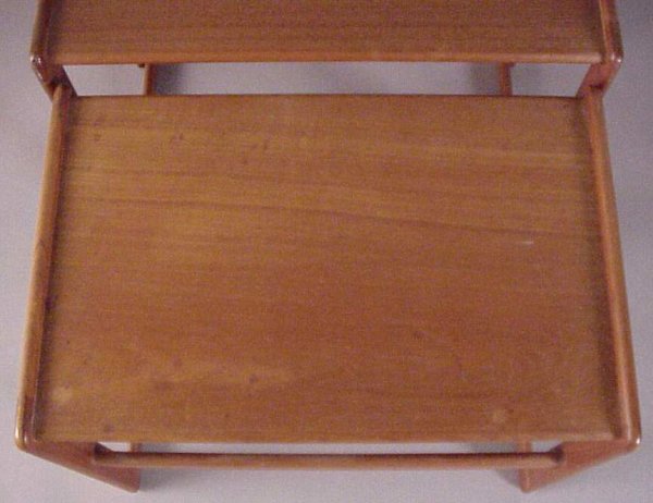 Danish Modern Teak nesting tables, retain metal - 2