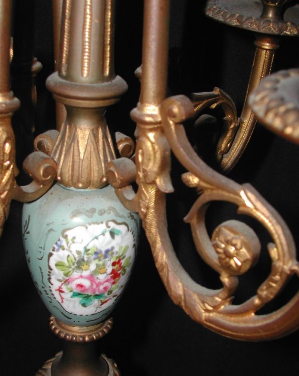 Pair 19th Century French bronze Sevres candelabra  - 3
