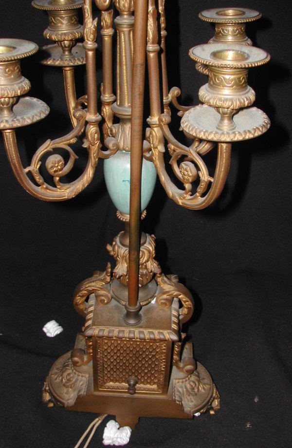 Pair 19th Century French bronze Sevres candelabra  - 4
