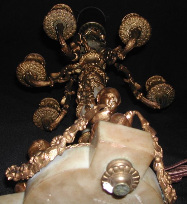 Pair 19thCentury French bronze cherub candelabra, - 4