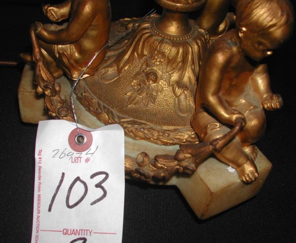 Pair 19thCentury French bronze cherub candelabra, - 5