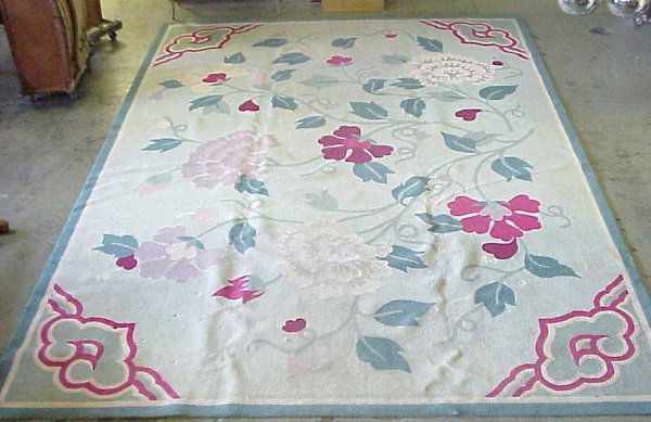 Edward Fields hooked carpet, all over floral, some: Edward Fields hooked carpet, all over floral, some coaster mark otherwise used but good condition 18'2" x 11'9" 1