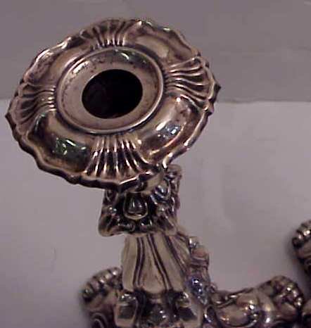 Pair 19th C French sterling silver candlesticks, 1 - 3