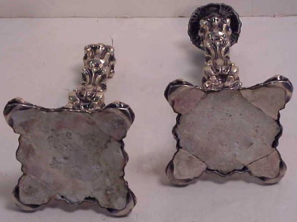 Pair 19th C French sterling silver candlesticks, 1 - 4