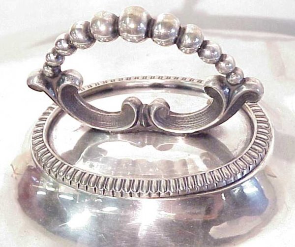 English silver plate food dome with Greek Key desi - 2