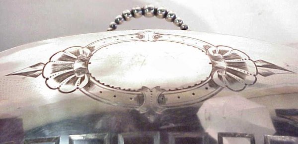 English silver plate food dome with Greek Key desi - 4
