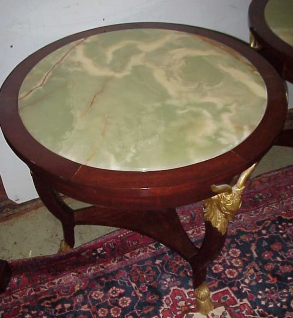 Pair of onyx top Empire style lamp tables, Gilded  - 2