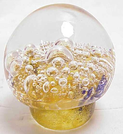 Signed glass paperweight and a small art glass bowl - 2