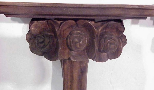 Pair of wall shelf brackets carved with roses, 14" - 2