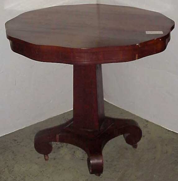 19thc American Empire scalloped top mahogany center