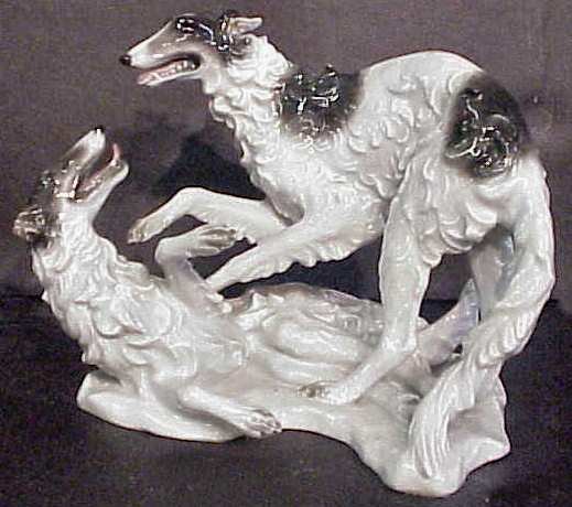 Rosenthal wolfhound figural group 5 1/2"h x 7 1/2