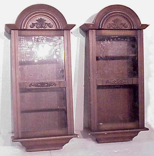 Pair of wall curio cabinets 24" x 13", mid 20thc