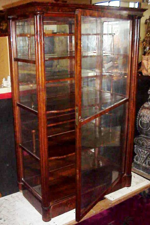 19thc Empire style flame mahogany one door bookcas