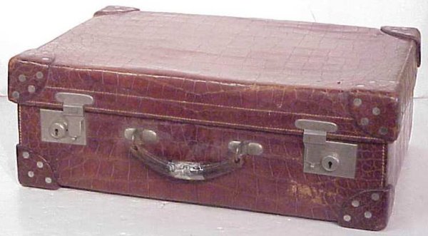 Alligator suitcase fitted with 8 sterling glass to - 3