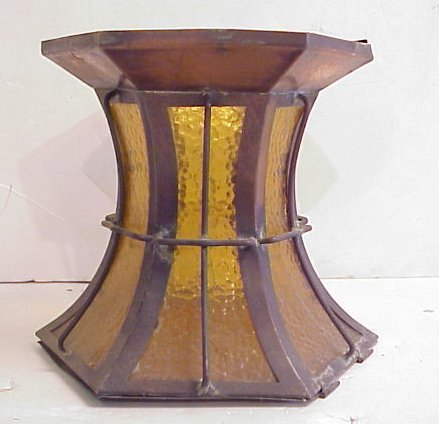 Arts and Crafts slag glass shade, 7"h