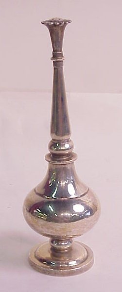 19thc Persian silver rose water sprinkler 9 3/4"h