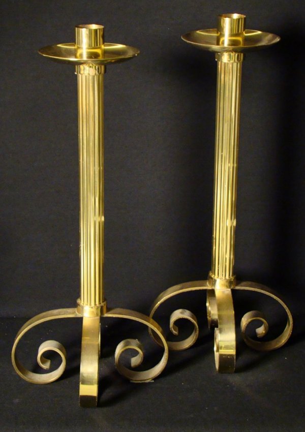 Ystad-Metal / Sweden pair of candlsticks , lacqu