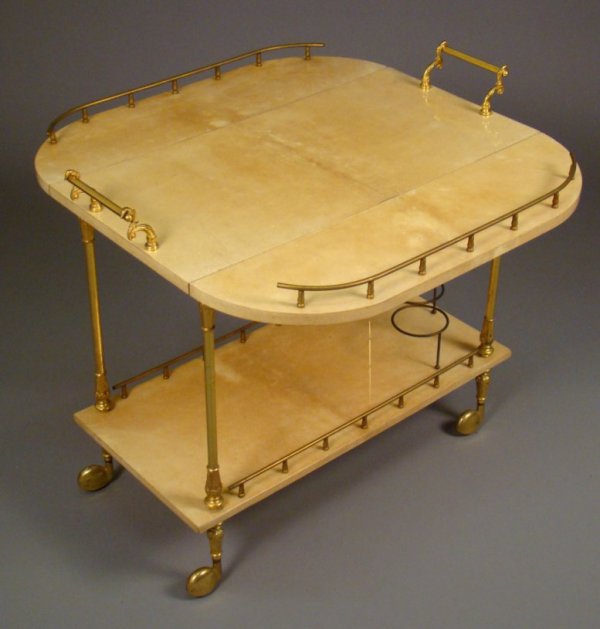 Aldo Tura / Milano , Italy drink trolley, goatski - 2