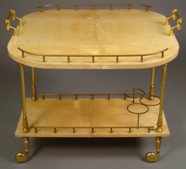 Aldo Tura / Milano , Italy drink trolley, goatski - 5