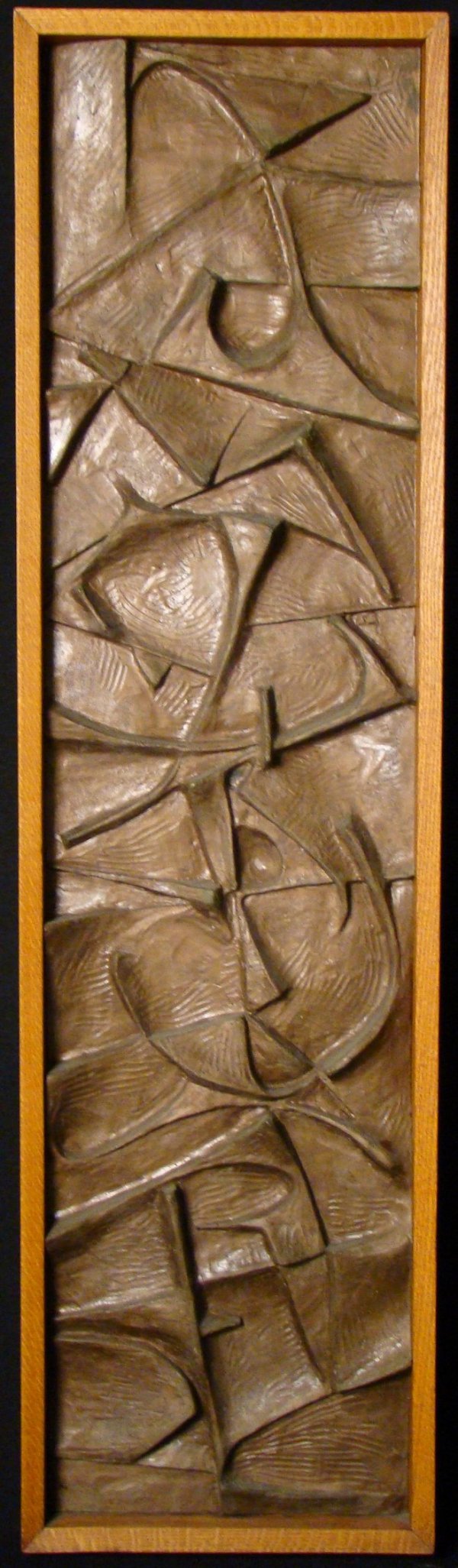 Sculpture, abstract resin wall relief , oak frame