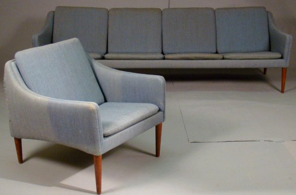 Hans Olsen / Norway fabric uph. sofa & easy chair