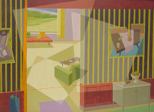 A. MacNamara (20thc USA) "Interior", oil on maso