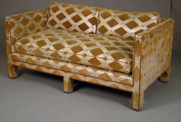 Parson's Style Settee, with cut velvet uph. & lo