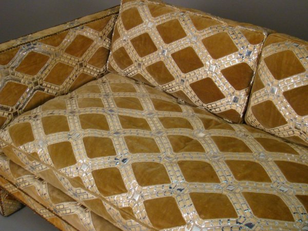 Parson's Style Settee, with cut velvet uph. & lo - 3