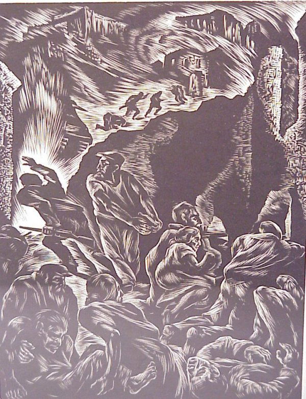 Isaac Friedlander (1890-1968 NY) Invictus wood e: Isaac Friedlander (1890-1968 NY) Invictus wood engraving, 11" x 8 1/2", signed lower right, framed 13 3/4" x 10 3/4"