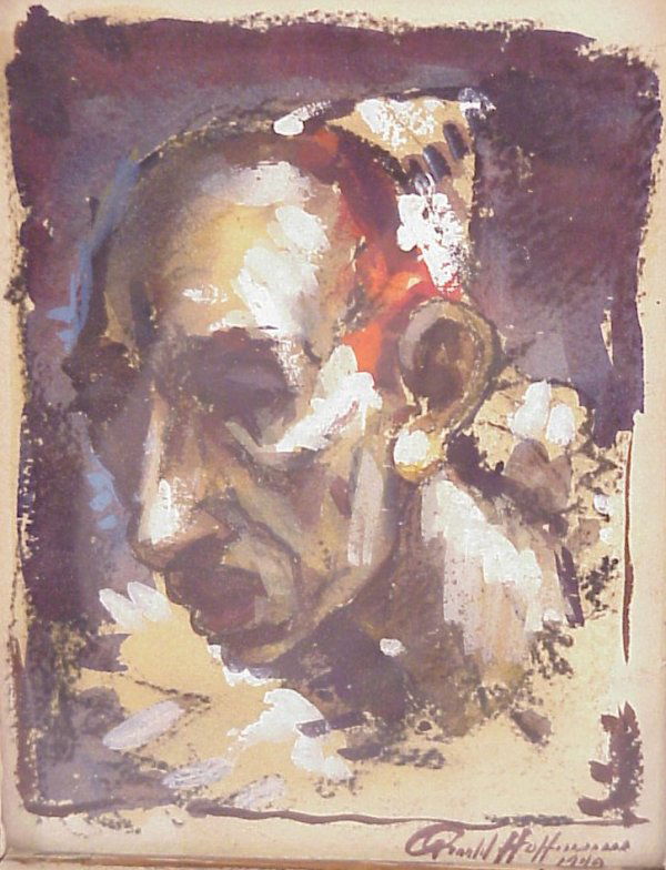 Arnold Hoffmann (1886-1966, NY, NY) Watercolor s: Arnold Hoffmann (1886-1966, NY, NY) Watercolor study of a clown, signed lower right, 6" x 8", framed 11" x 13"