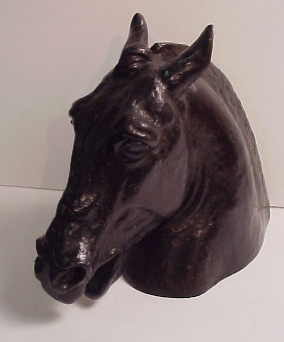 After Anna Hyatt Huntington bronze horse head,: After Anna Hyatt Huntington bronze horse head, monogrammed A.H.H., dated 1937, 13 1/2" x 15"
