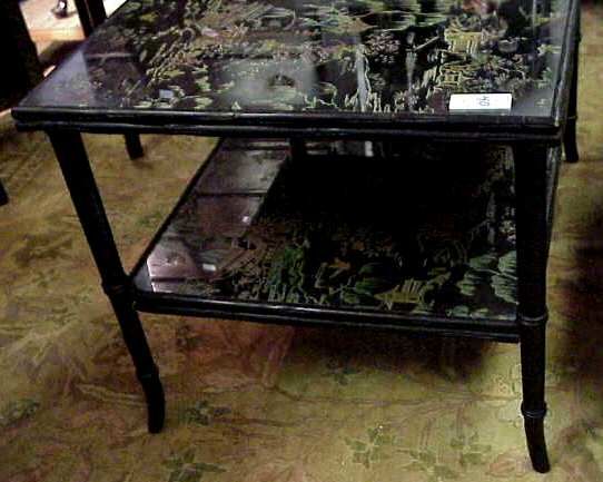 BAMBOO REVERSE PAINTED TWO TIER TABLE