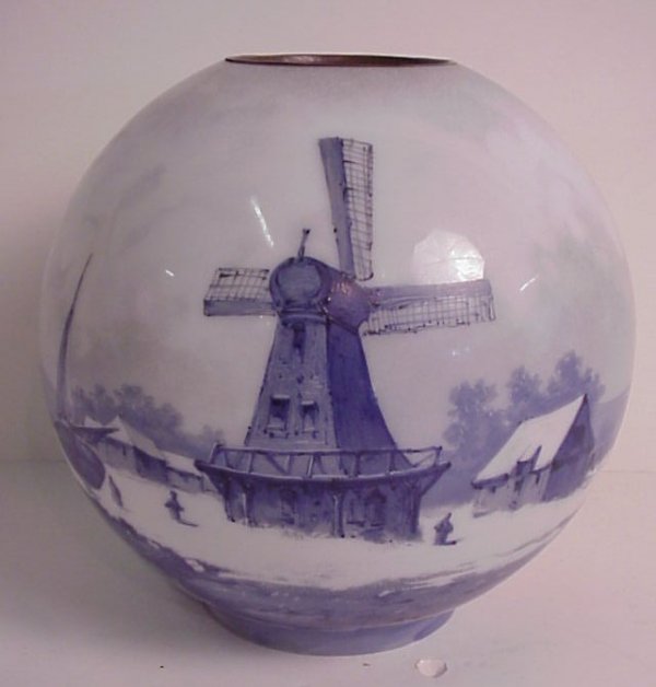Baccarat hand painted glass globe shade with lands