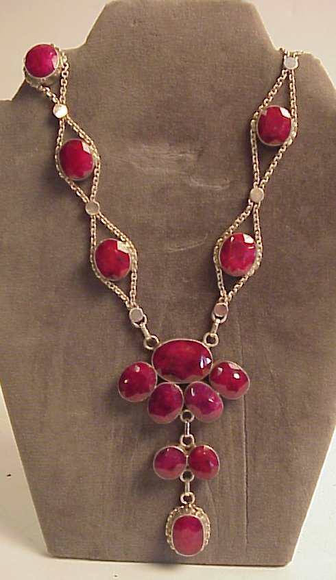 Sterling and ruby necklace with a large ruby pend