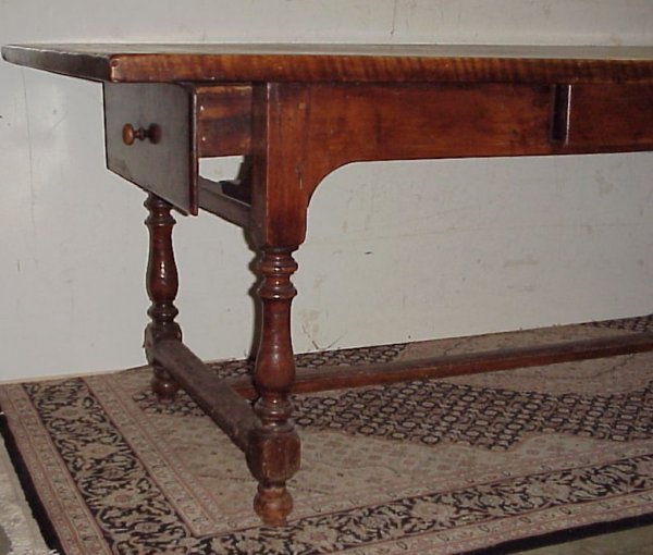 18thc French walnut farm table 88 1/2"w x 41"d x 