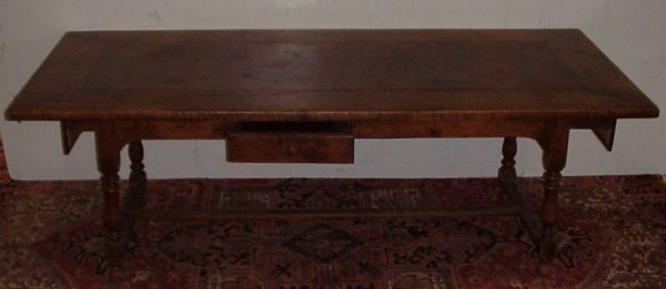 18thc French walnut farm table 88 1/2"w x 41"d x  - 6